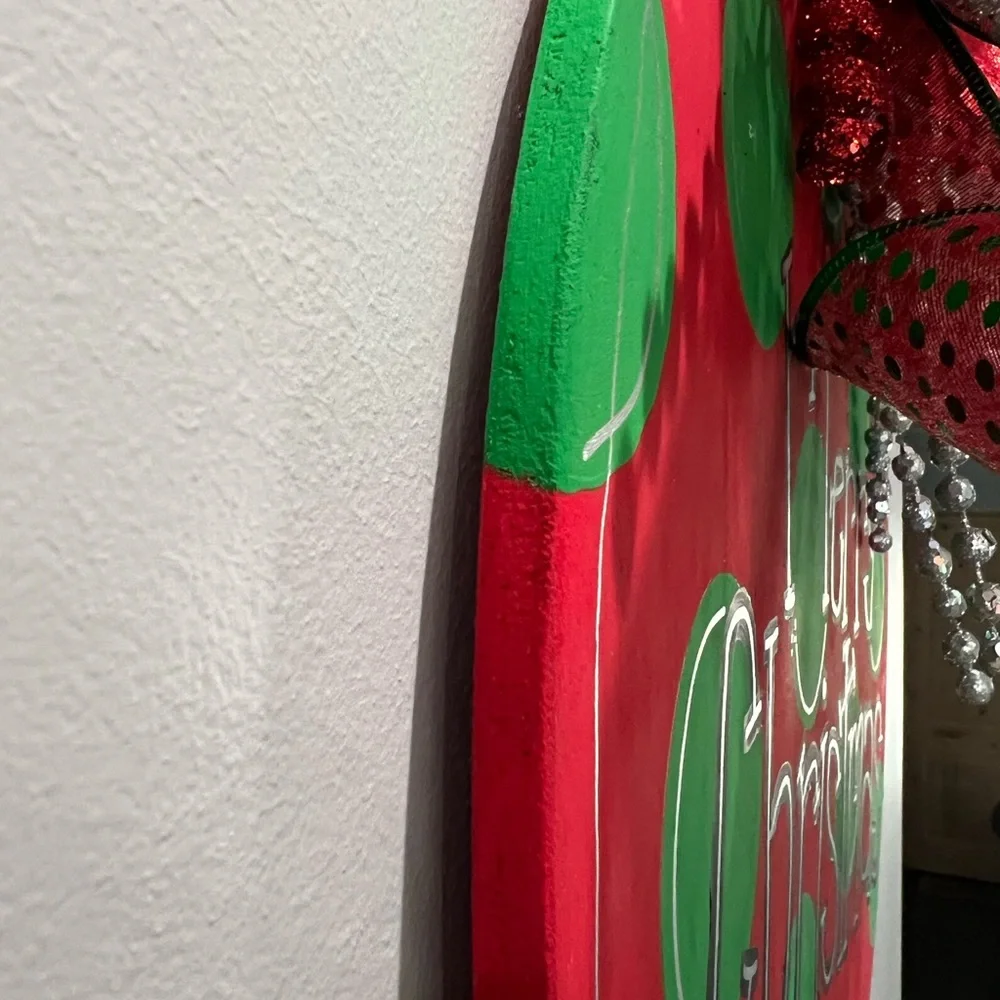 🔴 New - Christmas Wreath - Hand Crafted - Hand Painted - Hand Cut & Sanded Wood